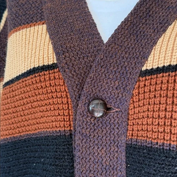 Vintage JANTZEN grandpacore wool cardigan, brown multicolour EUC unisex - Picture 3 of 11